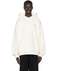 Marni White Wrinkled Logo Hoodie Lownatural