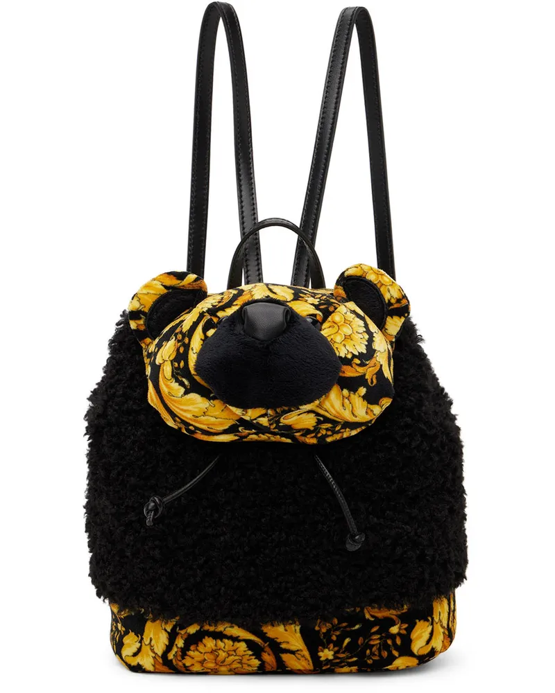 Versace Kids Black & Yellow Barocco Teddy Backpack 5b00v