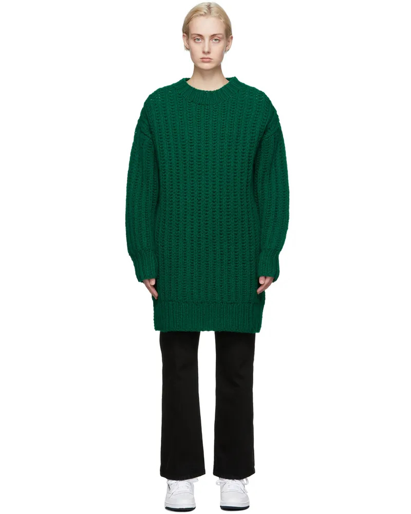 AMI Paris Green Hand Knitted Sweater Green