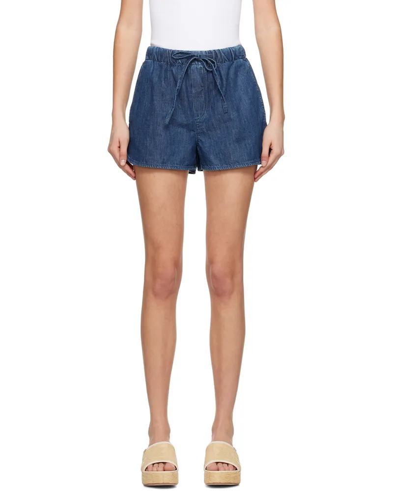 Valentino Garavani Indigo Drawstring Denim Shorts 558