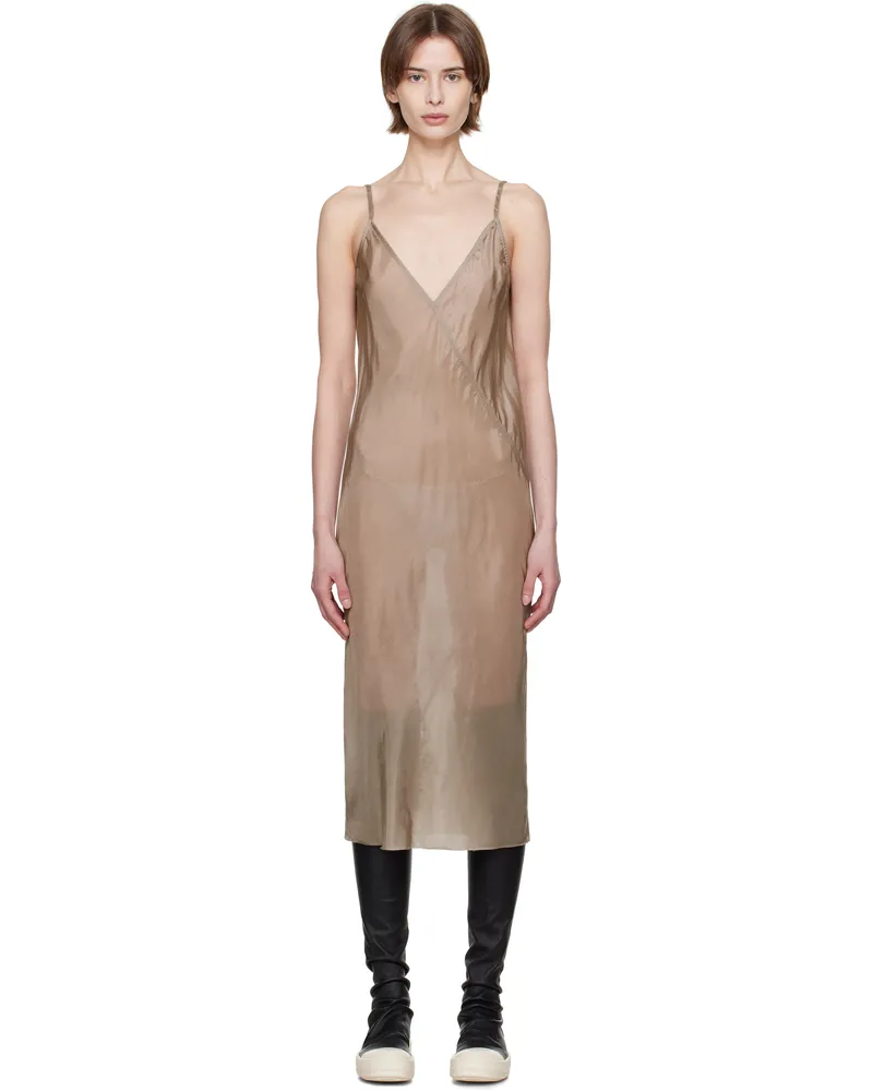 Rick Owens Taupe Hollywood Slip Midi Dress 64
