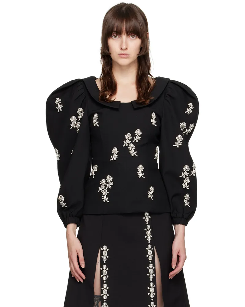 SHUSHU/TONG Black Ballon Sleeve Blouse Ba100