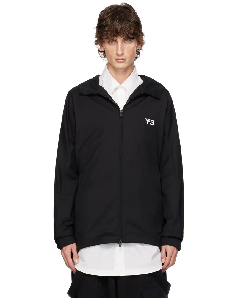 Y-3 Black Refined Wool Hood Jacket Black