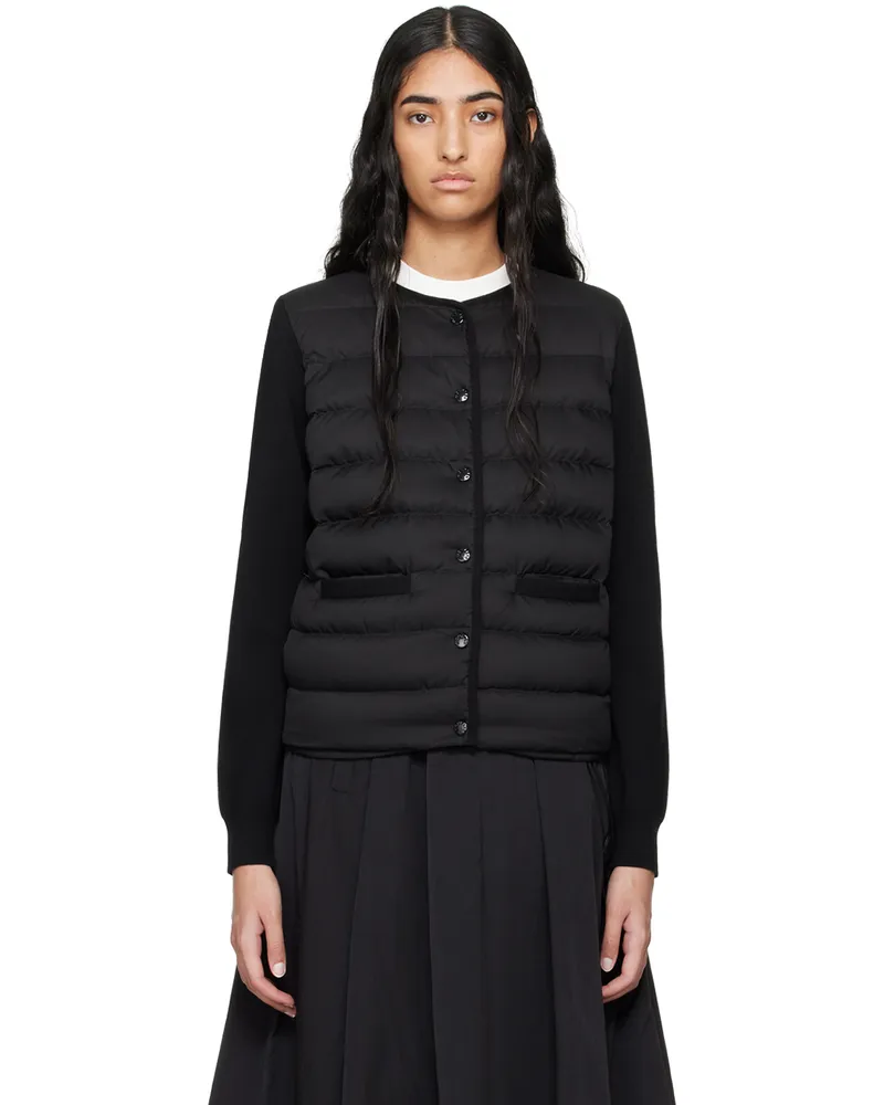 Moncler Black Paneled Down Cardigan 999