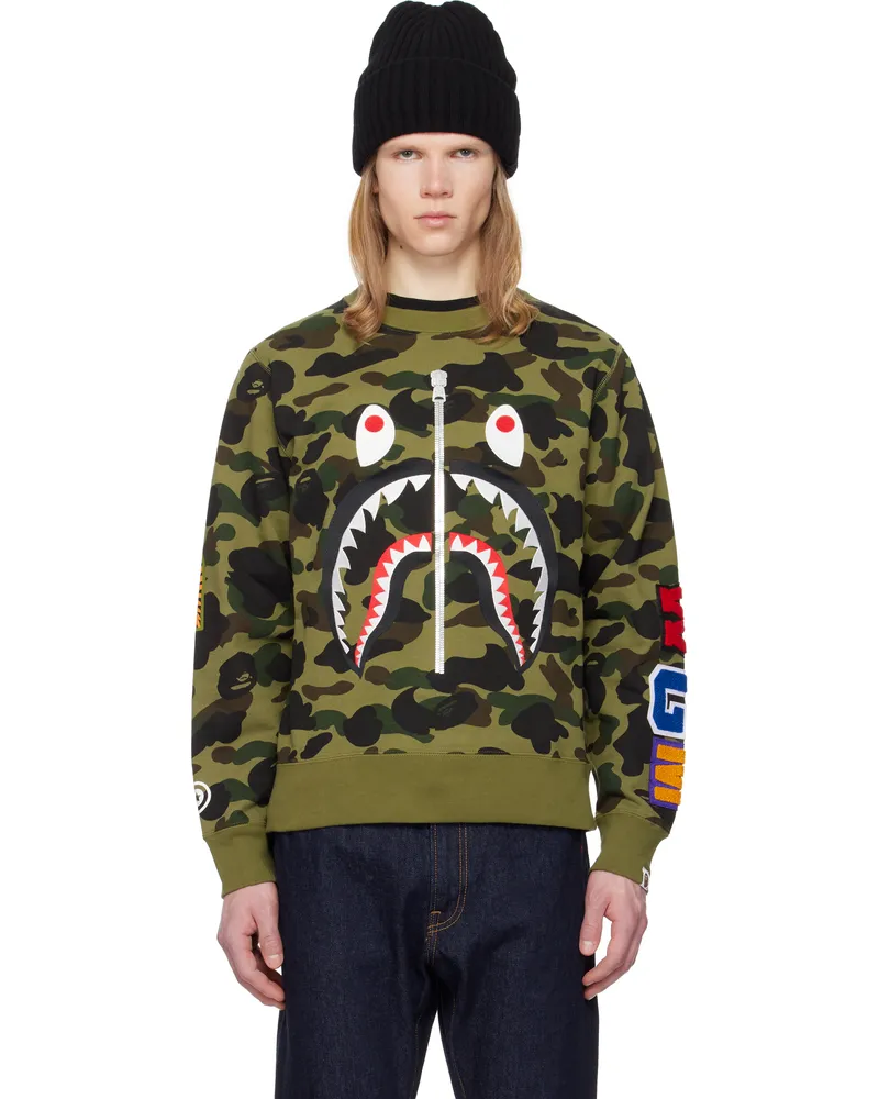 BAPE Green 1st Camo Shark Crewneck Sweatshirt Green