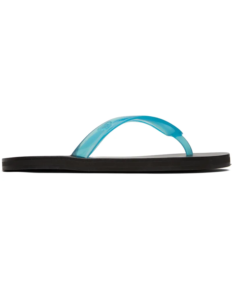 Ancient Greek Sandals Blue Saionara Jelly Flip-Flops Clear