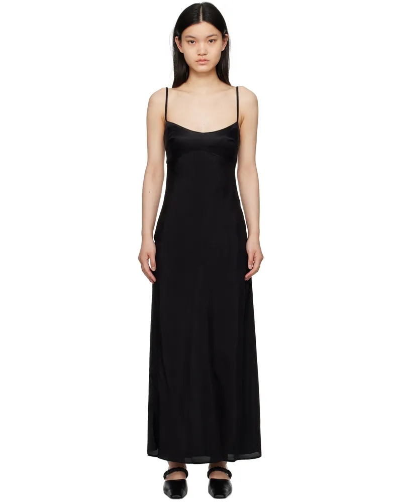 Elleme Black Square Neck Maxi Dress Black