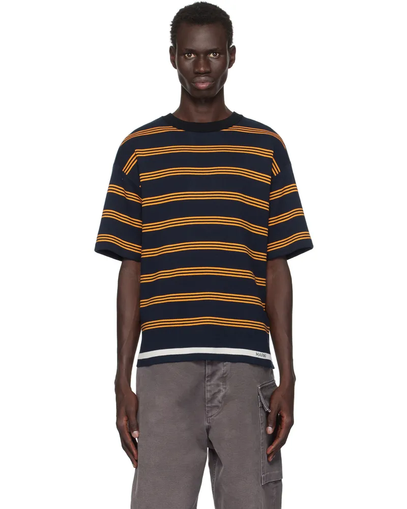 Marni Black Seaside Stripe T-shirt Rgb84