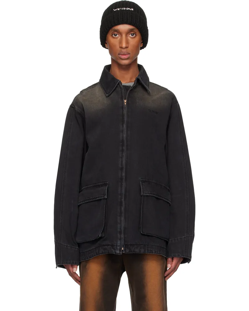 WE 11 DONE Black Classic Washed Denim Jacket Black