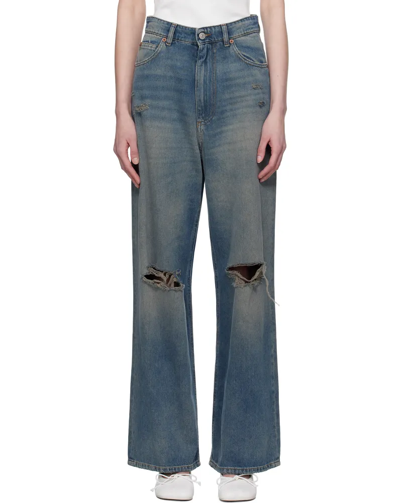 Maison Margiela Blue Distressed 5 Pockets Jeans 994