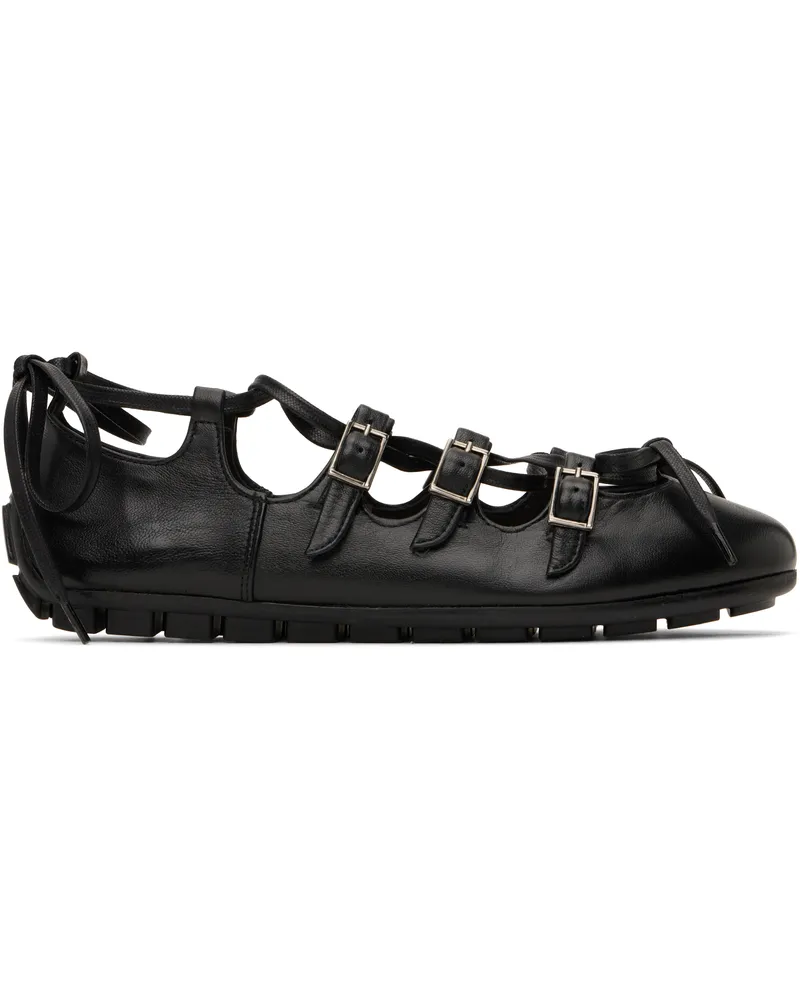 Simone Rocha Black Ghillie Grip Ballerina Flats Black