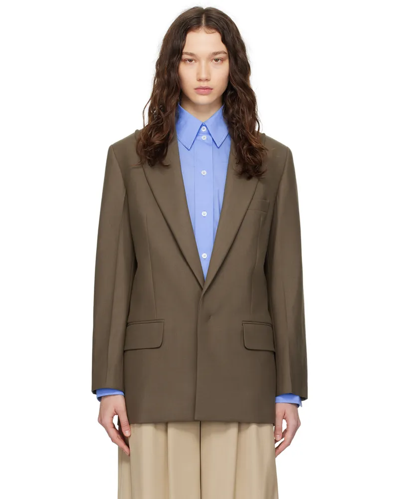 Victoria Beckham Khaki Single-Breasted Blazer Oregano