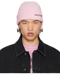 Acne Studios Pink Embroidered-Logo Beanie Adlight