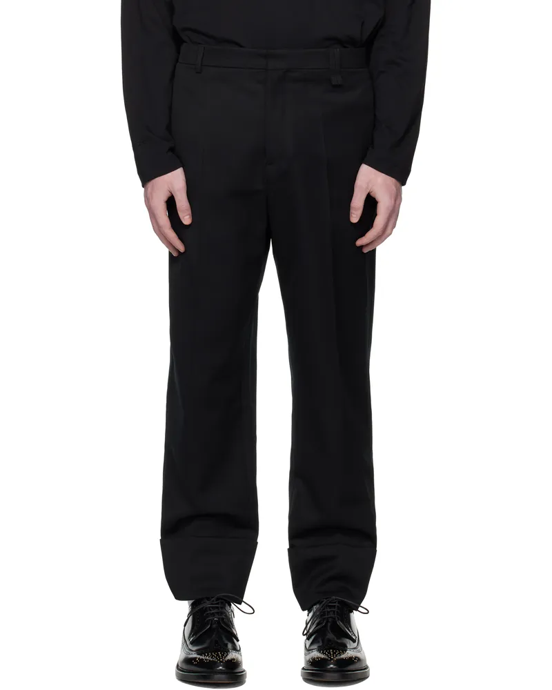 Simone Rocha Black Cuffed Straight Leg Trousers Black
