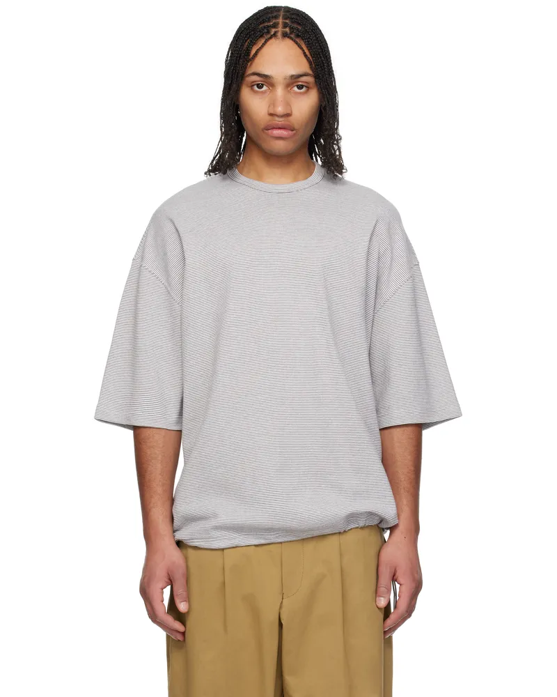 Comme des Garçons White & Gray Horizontal Stripes T-shirt White