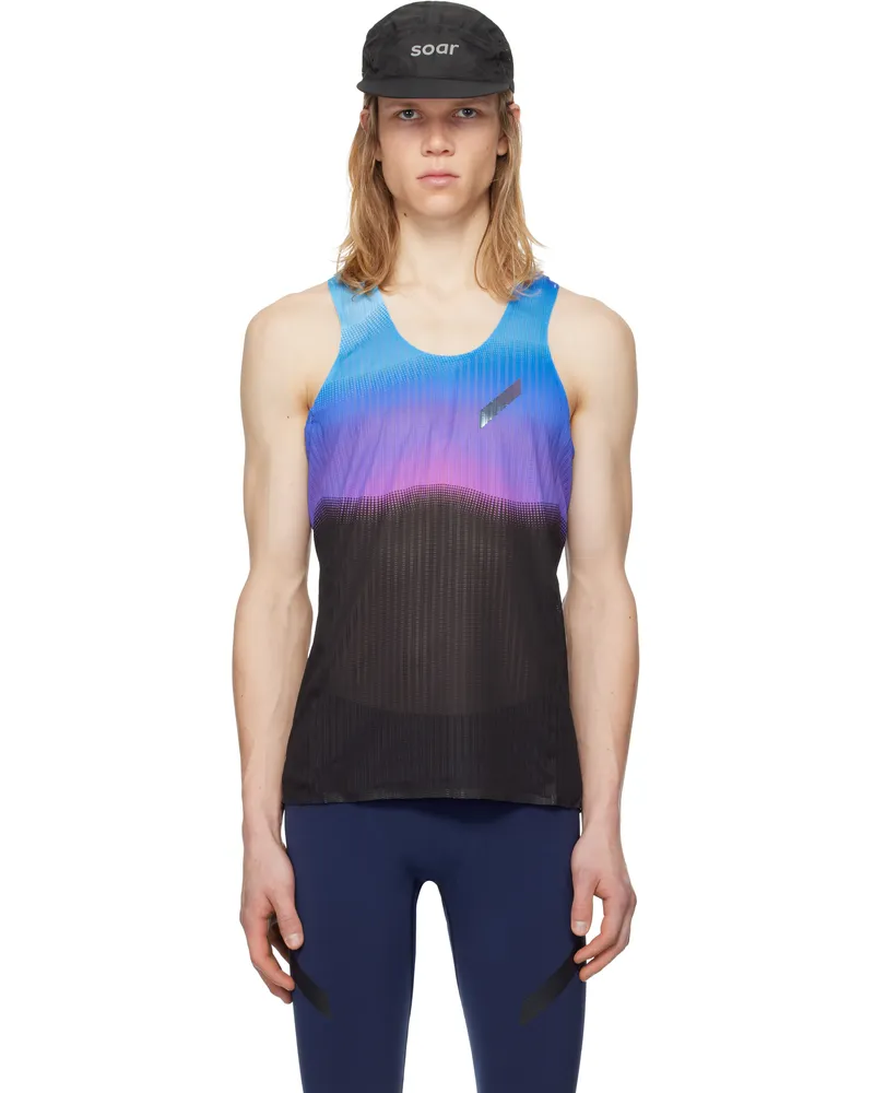 Soar Running Blue & Black Race Tank Top Blue