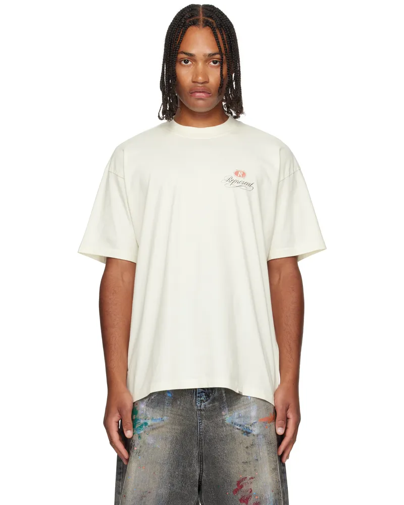 REPRESENT Off-White Grand Vintage Hand Drawn T-shirt Aged
