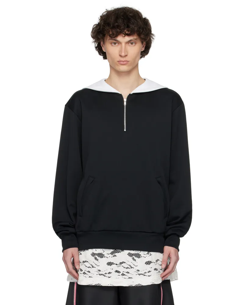 Comme des Garçons Black & White Smooth Thick Quarter Zip Sweatshirt 1