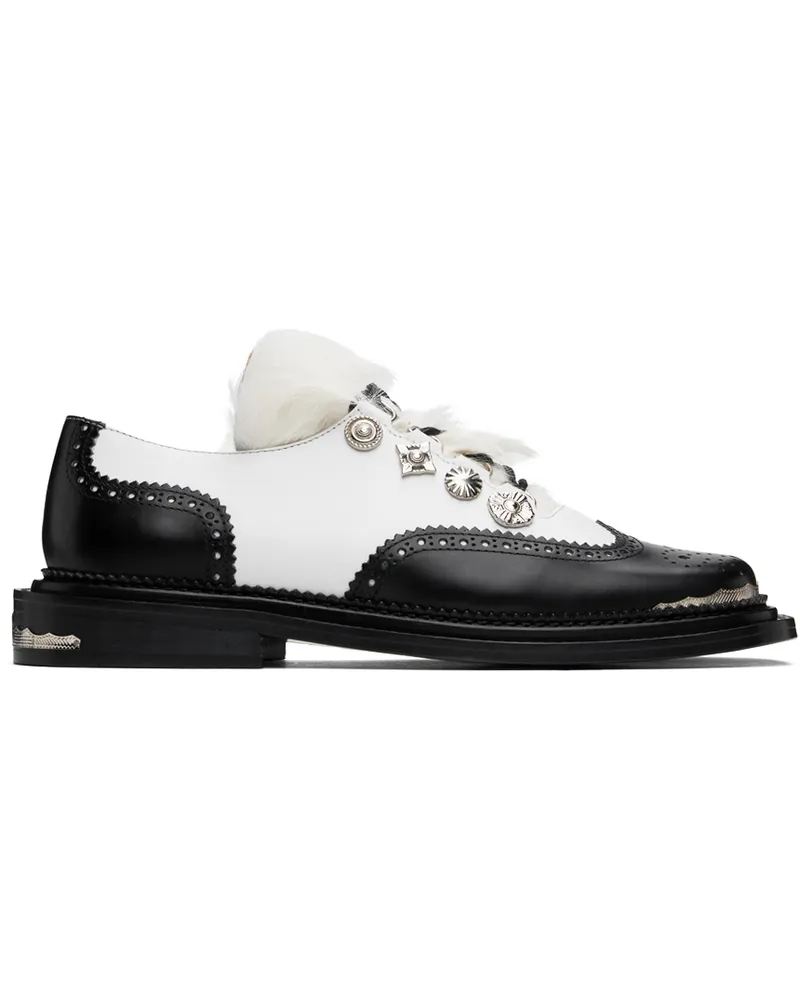 Toga Black & White Leather Derbys Black