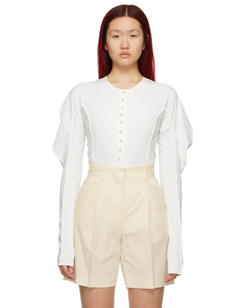 LOW CLASSIC White Slim Buttoned Bodysuit White