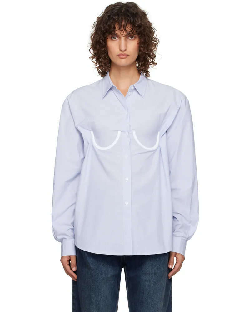 pushBUTTON Blue Bra Detail Shirt Blue