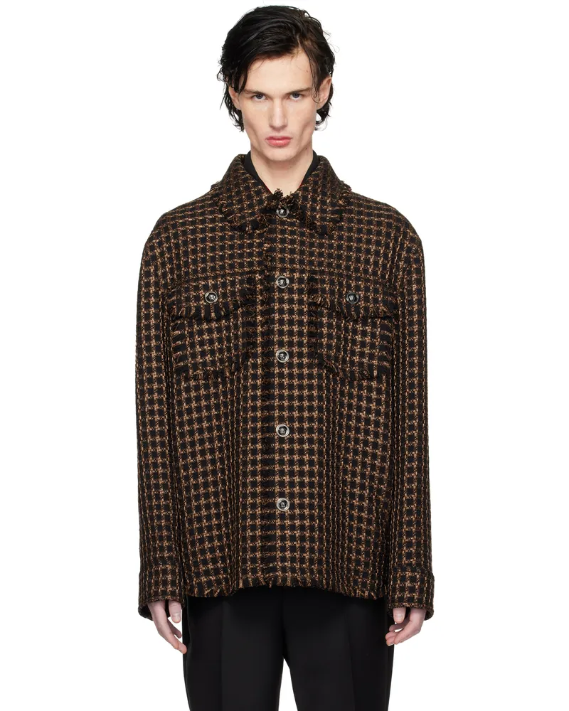 Versace Brown Tweed Overshirt Jacket 1a12329-bcolour