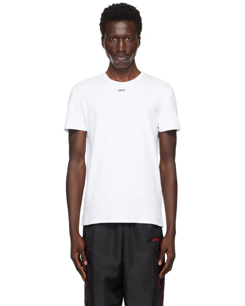 OFF-WHITE White Off Stamp Rib Shaped T-shirt White