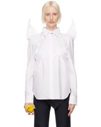 pushBUTTON White Rabbit Ear Oversized Shirt White