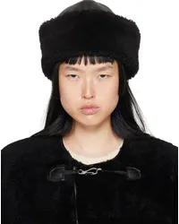 Totême Black Shearling Winter Beanie Black