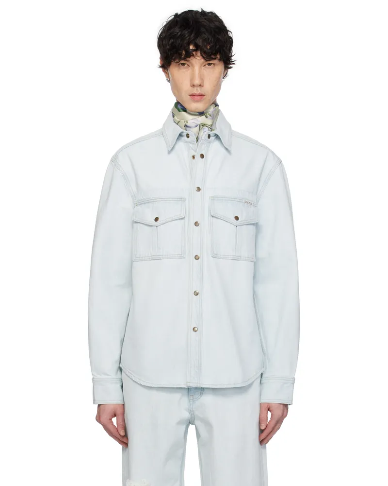 AFTER PRAY Blue Safari Pocket Denim Jacket Light
