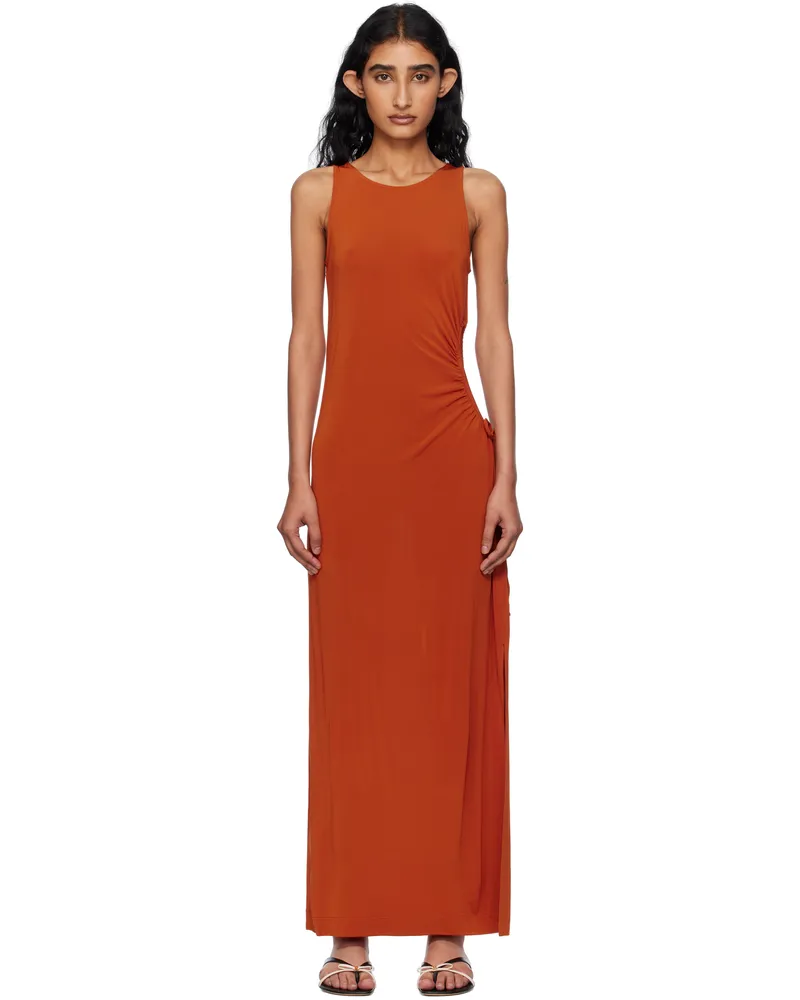Max Mara Orange Caro Maxi Dress 009