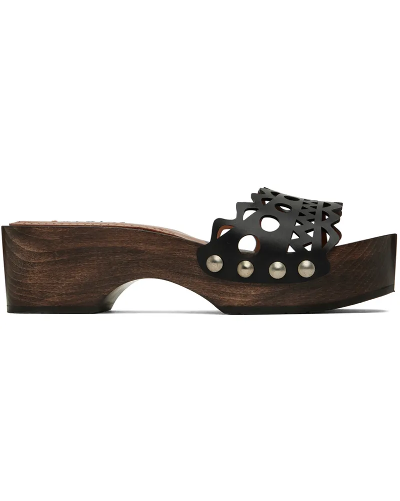 Alaïa Black Wooden Flat Clogs 999