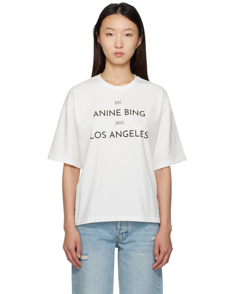 Anine Bing Off-White Rudy 'Anine Bing' T-shirt Ivory