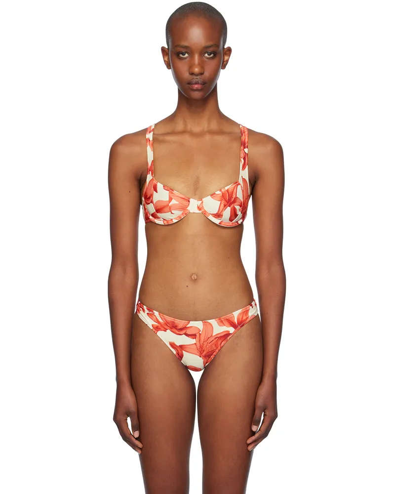 Miaou Beige & Red Luz Bikini Top Orchid