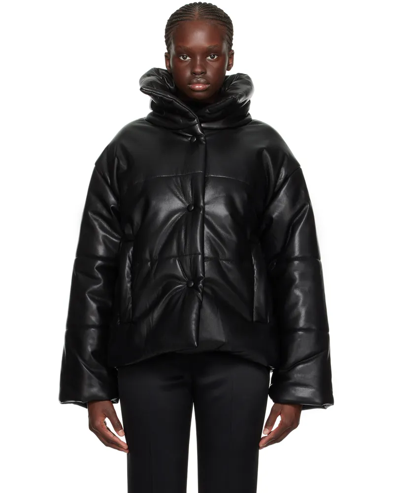 Nanushka Black Hide Vegan Leather Jacket Black
