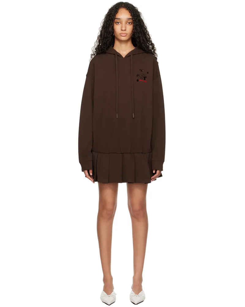 SHUSHU/TONG Brown 3D Rose Hoodie Minidress Bn100