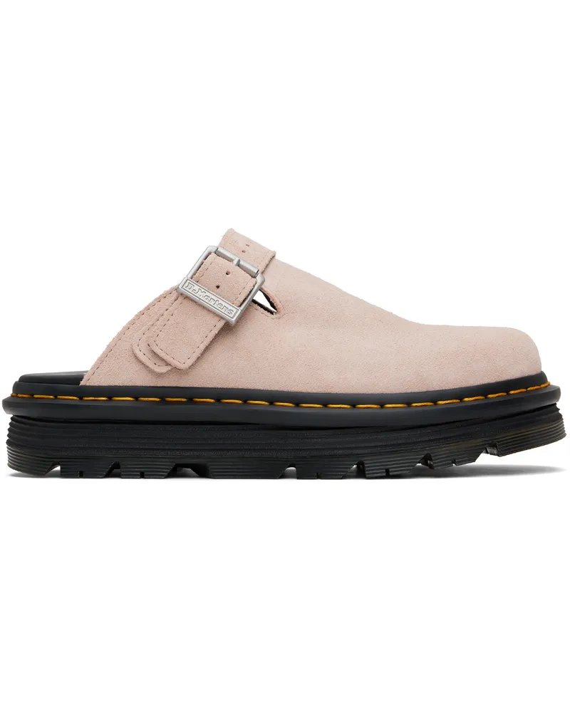 Dr.Martens Pink ZebZag Suede Slingback Platform Loafers Powder