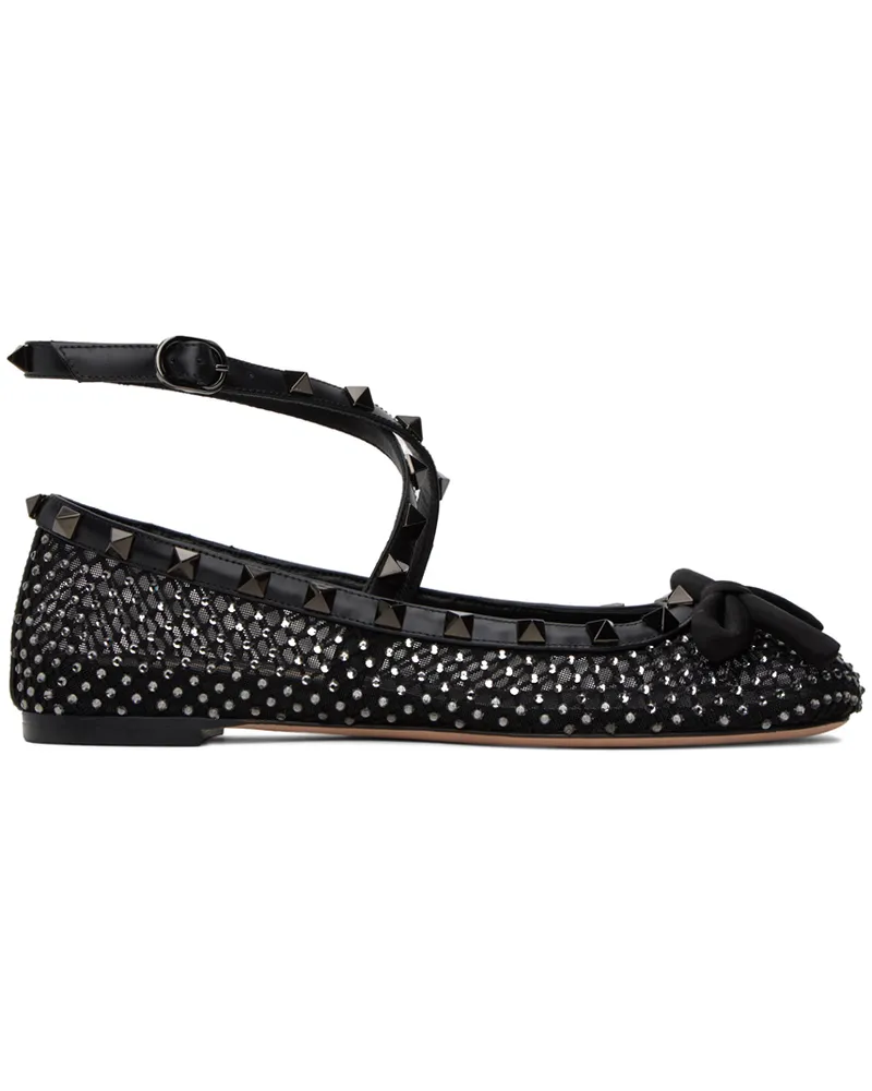 Valentino Garavani Black Rockstud Ballerina Flats Dq8