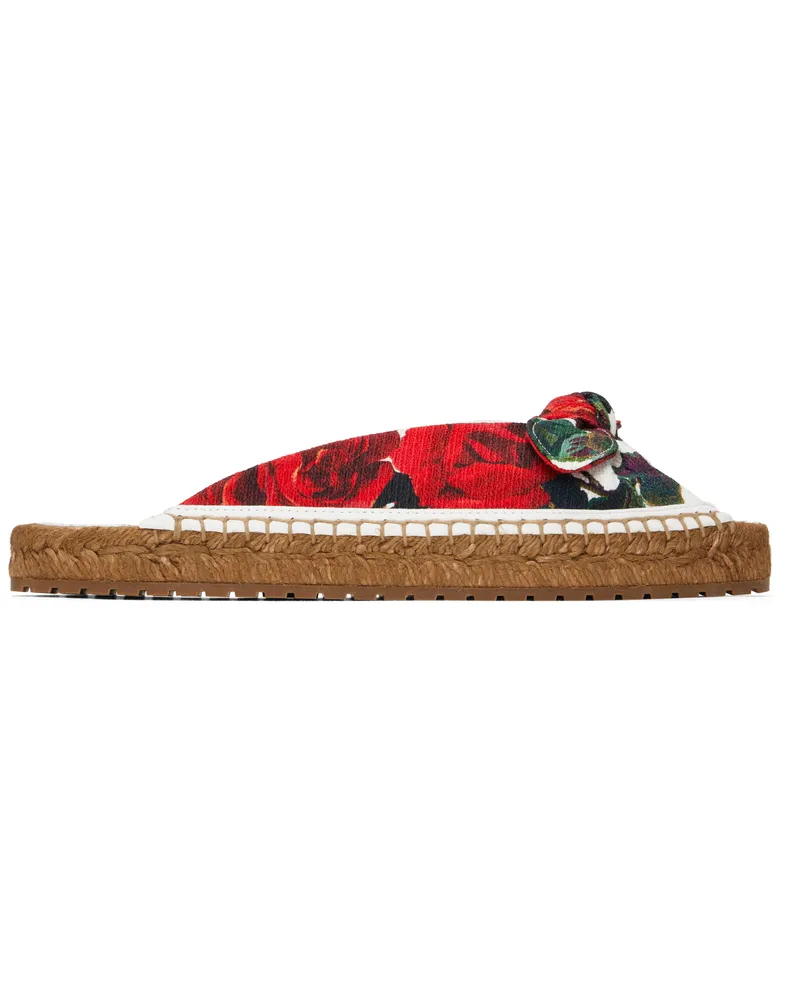 Dolce & Gabbana Red & White Espadrillas Flat Sandals Ha5kq
