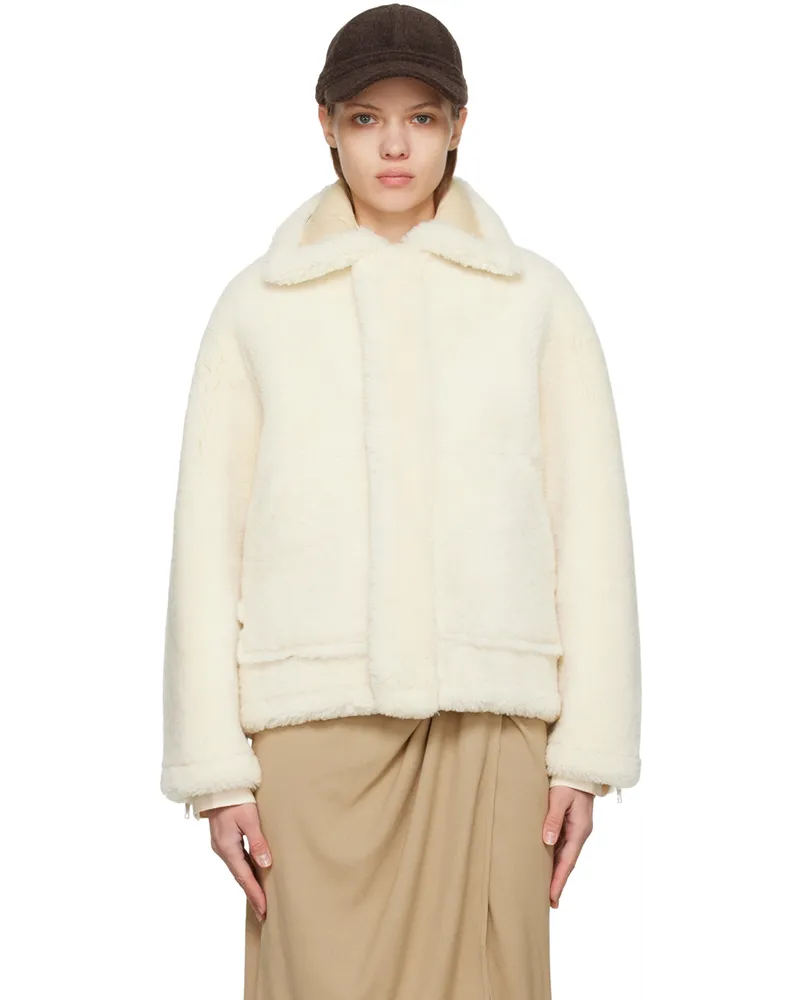 Jacquemus Off-White Le Papier 'Le Manteau Pastre' Shearling Coat Off-white