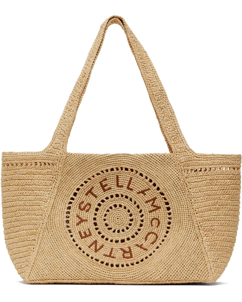 Stella McCartney Beige Logo Raffia Medium Tote 9370