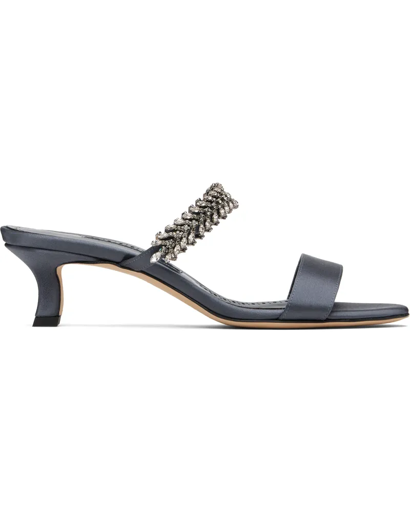 Manolo Blahnik Navy Kifasan Mules Navy(4140)