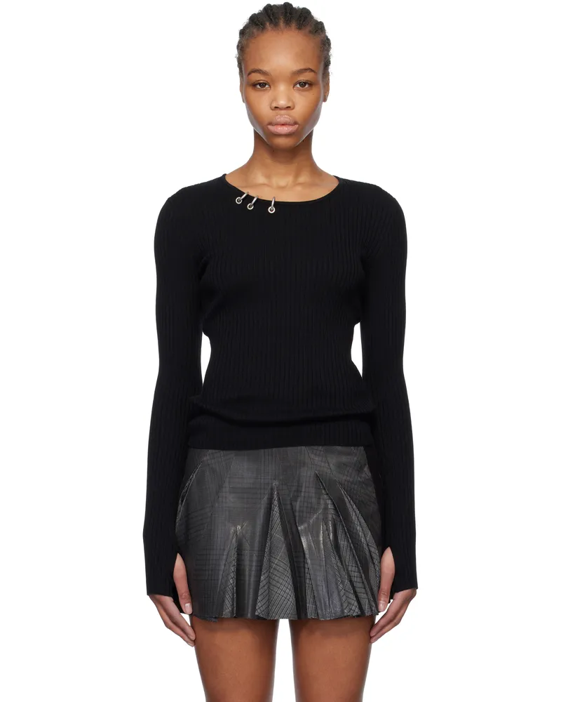 WE 11 DONE Black Pierced Knit Top Black