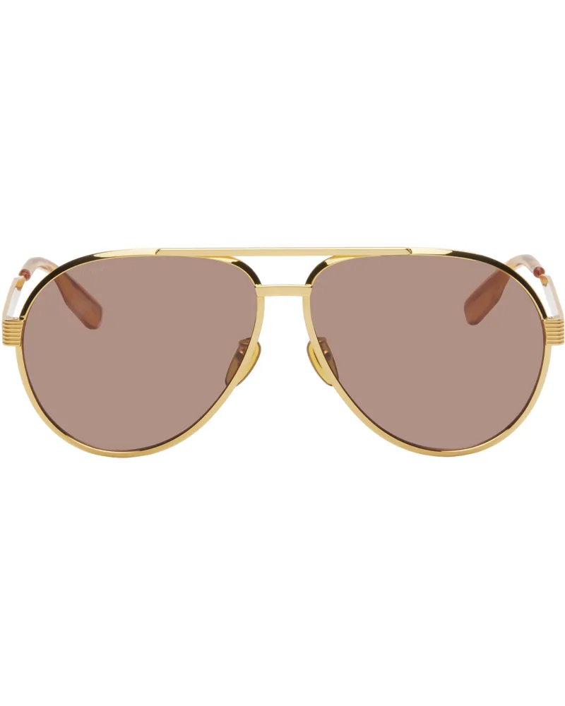 Gucci Gold Aviator Sunglasses Gold-gold-brown