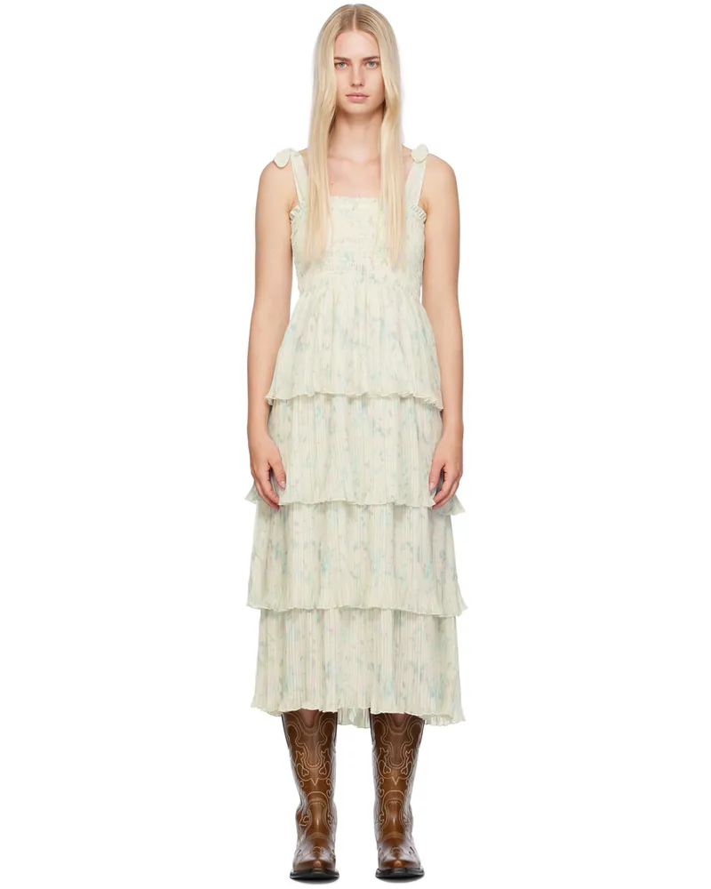 Ganni Green Floral Midi Dress 795