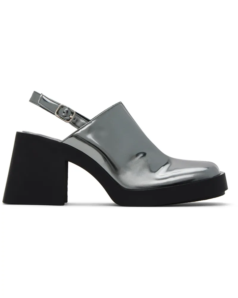 Justine Clenquet Silver Raf Mules Gun