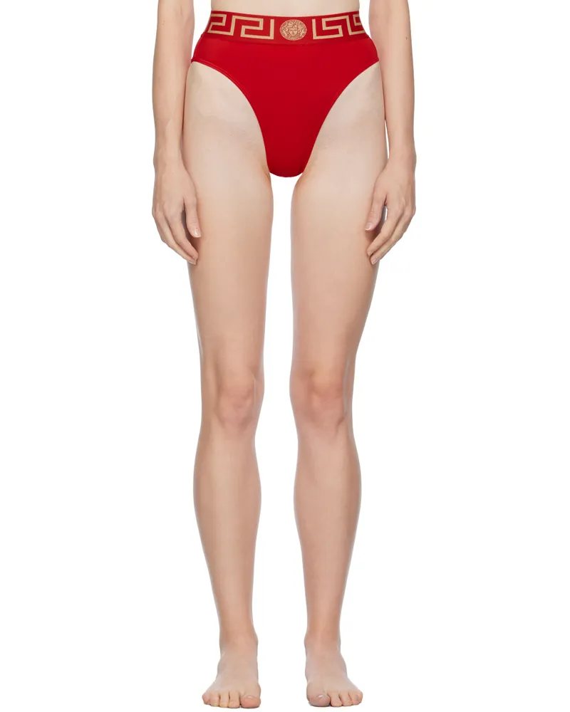 Versace Red Greca Bikini Bottoms A1203