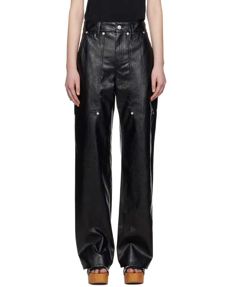 Étoile Isabel Marant Black Ariete Faux-Leather Trousers 01bk