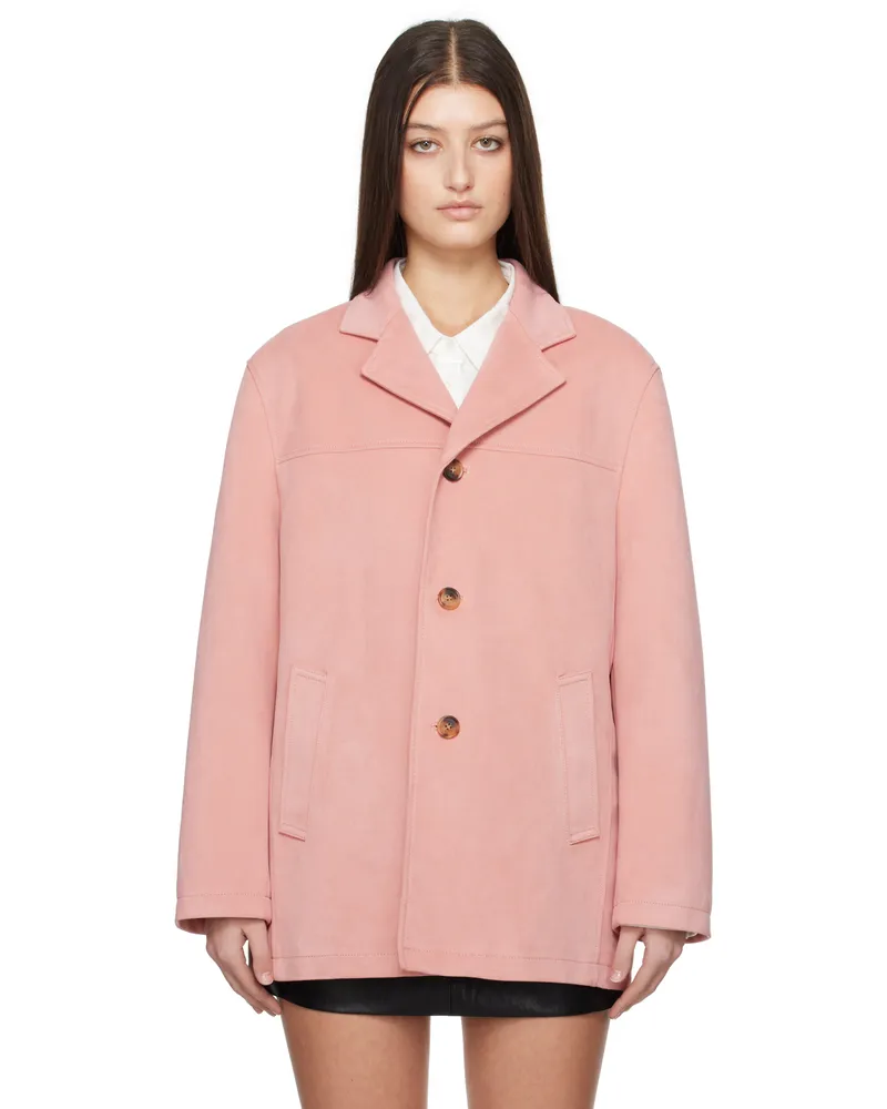Dunst Pink Vegan Suede Half Jacket Pink