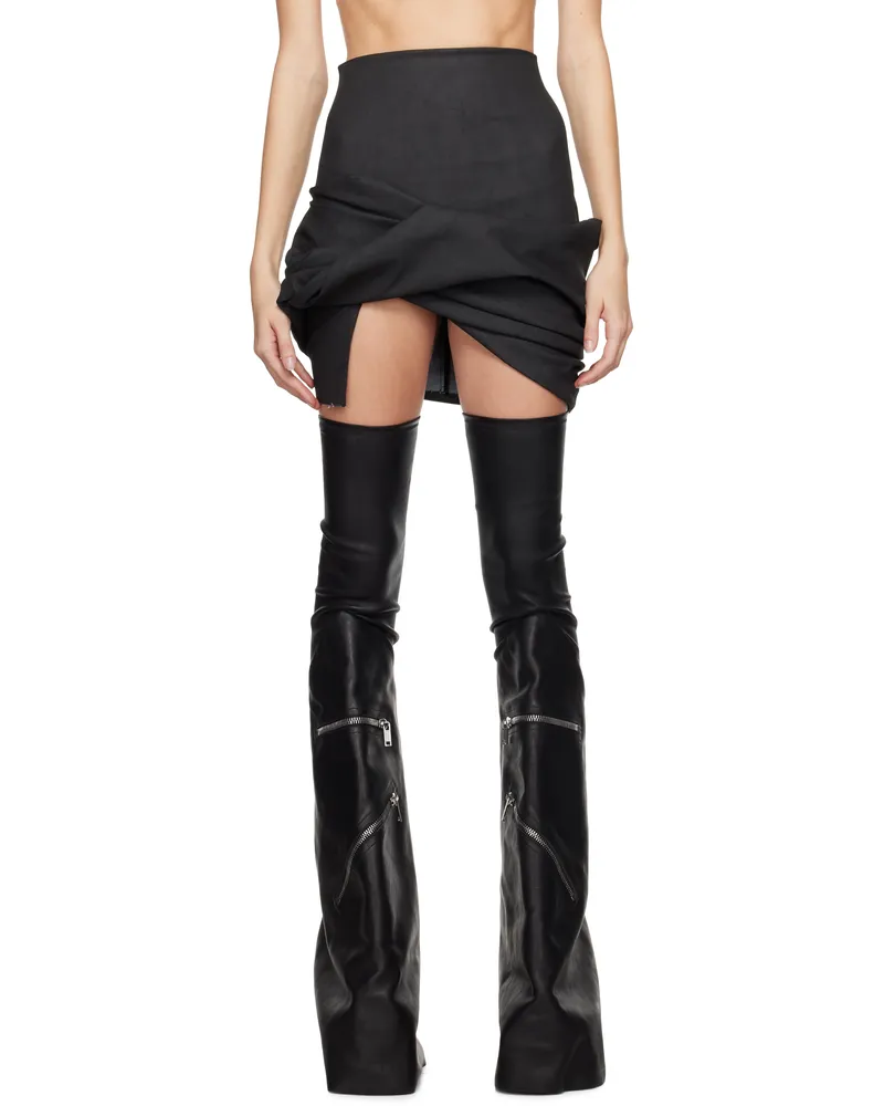 Rick Owens Black Porterville Draped Denim Miniskirt 09
